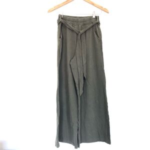 Amour Vert Green belted sweatpants trouser style wide leg